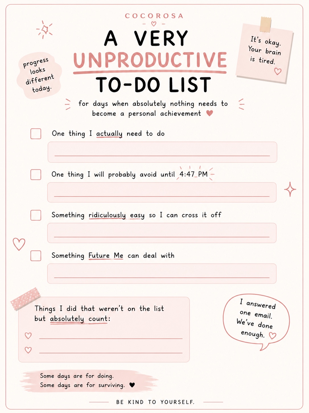 Preview of A Very Unproductive To-Do List
